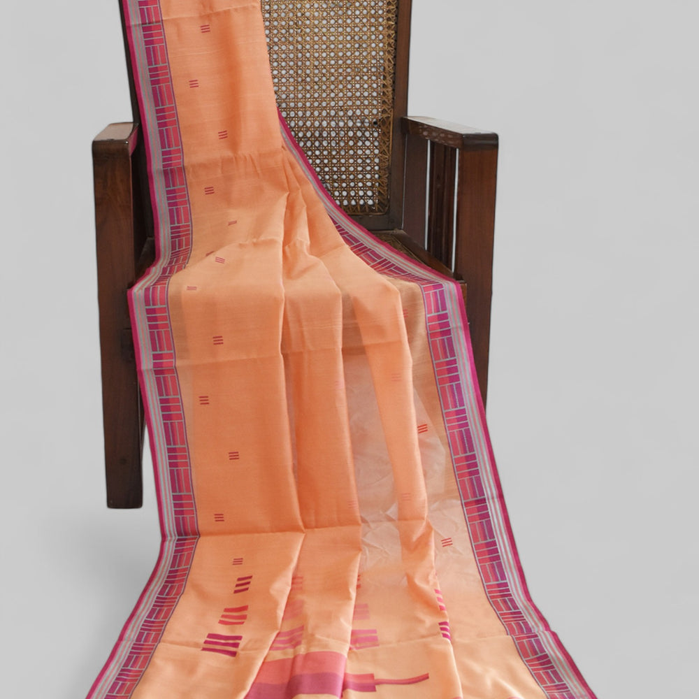 
                      
                        Peach - Regal Rectangle Motif Organic Saree
                      
                    