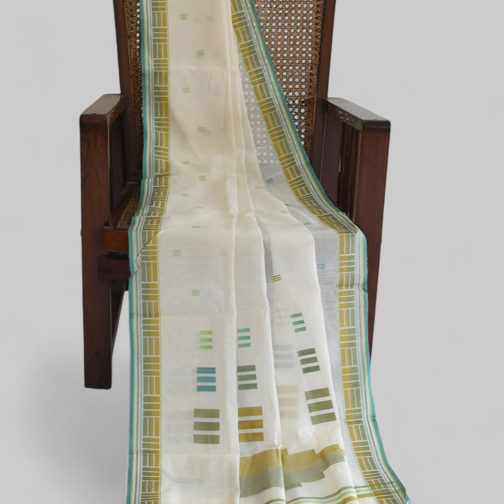 
                      
                        Off-White - Regal Rectangle Motif Organic Saree
                      
                    