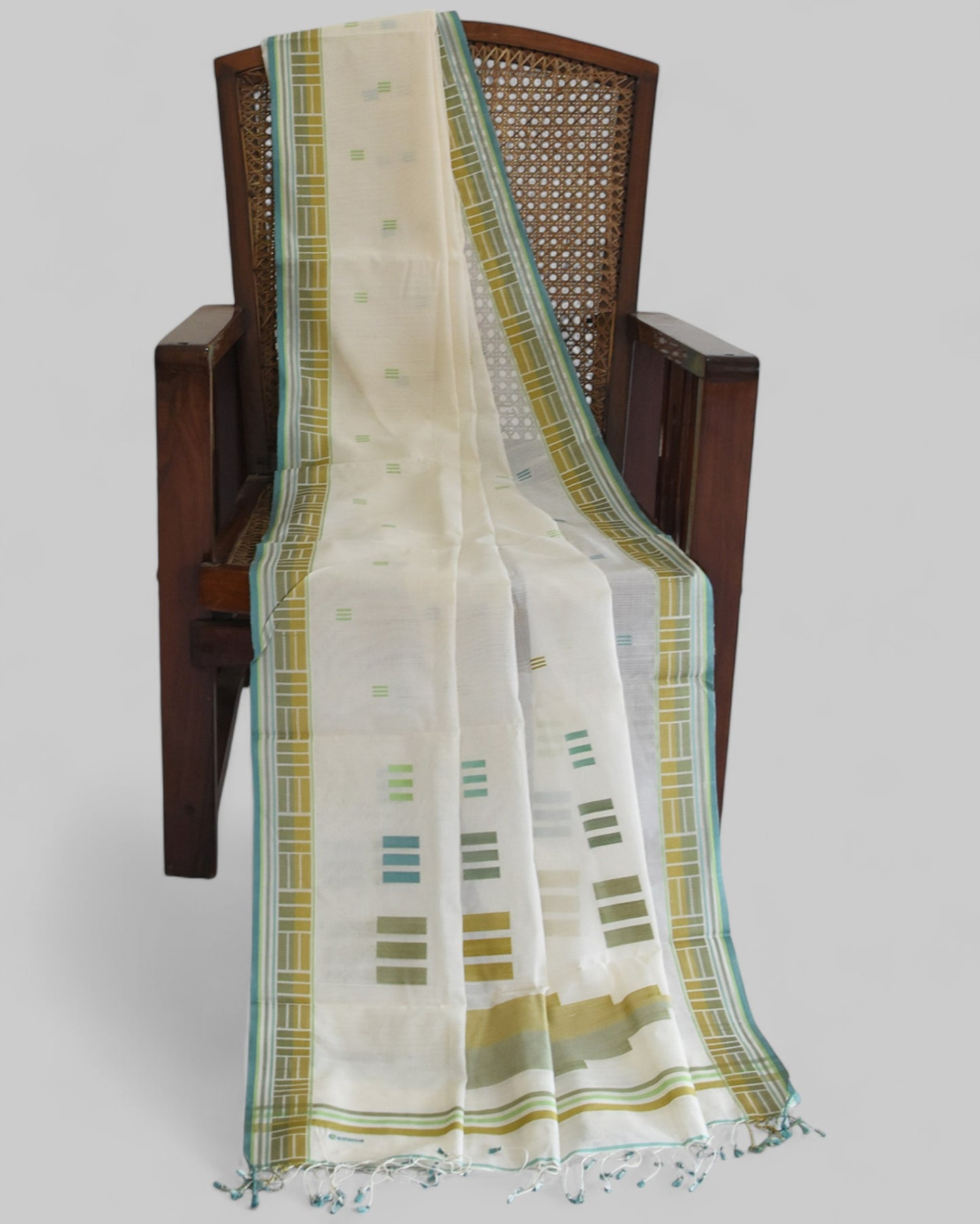 Off-White - Regal Rectangle Motif Organic Saree