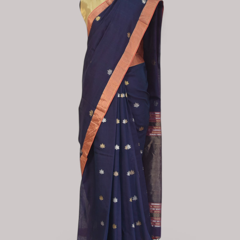 
                      
                        Indigo Blue - Lotus butta Organic Cotton Saree
                      
                    