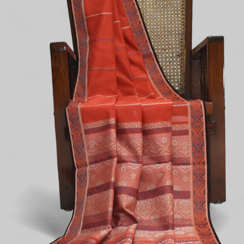 Brick Red - Jaipur Quilt Organic Cotton Saree