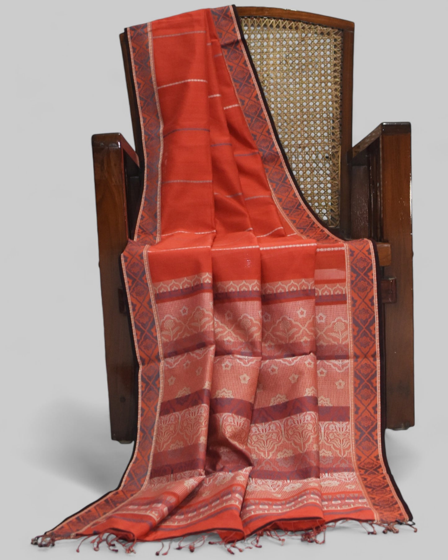 Brick Red - Jaipur Quilt Organic Cotton Saree