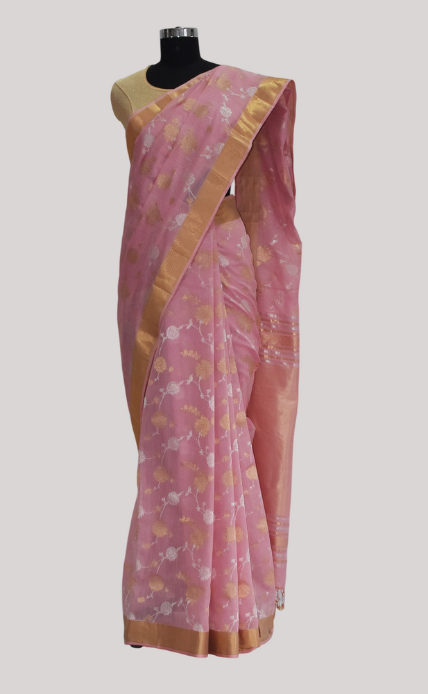 Baby pink - Gilded Grove Organic Cotton Saree