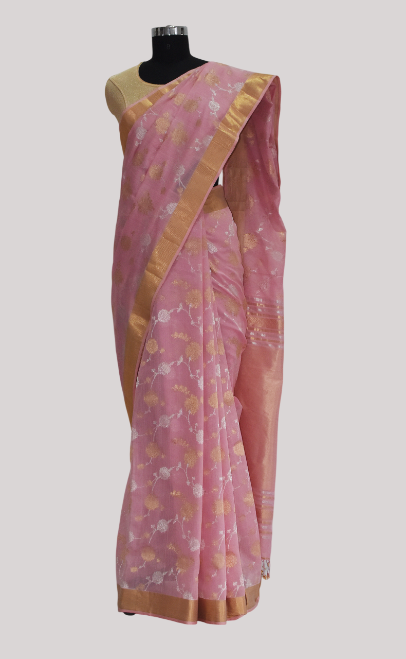 Baby pink - Gilded Grove Organic Cotton Saree