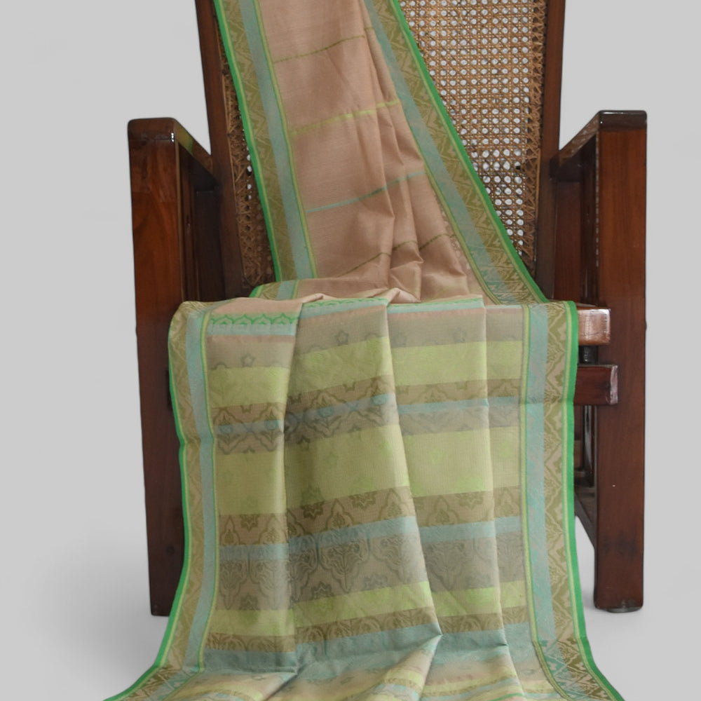 Beige - Jaipur Quilt Organic Cotton Saree