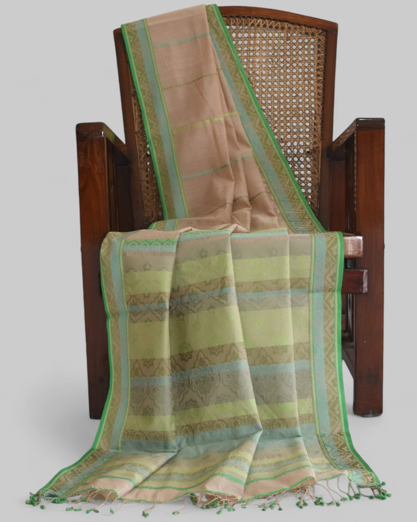 Beige - Jaipur Quilt Organic Cotton Saree