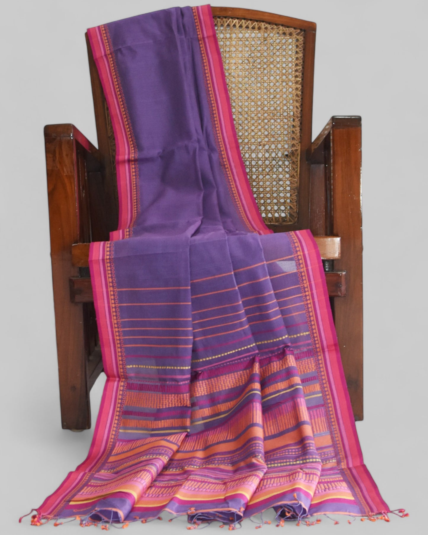 Purple - Dots and Dashes Organic Cotton Saree