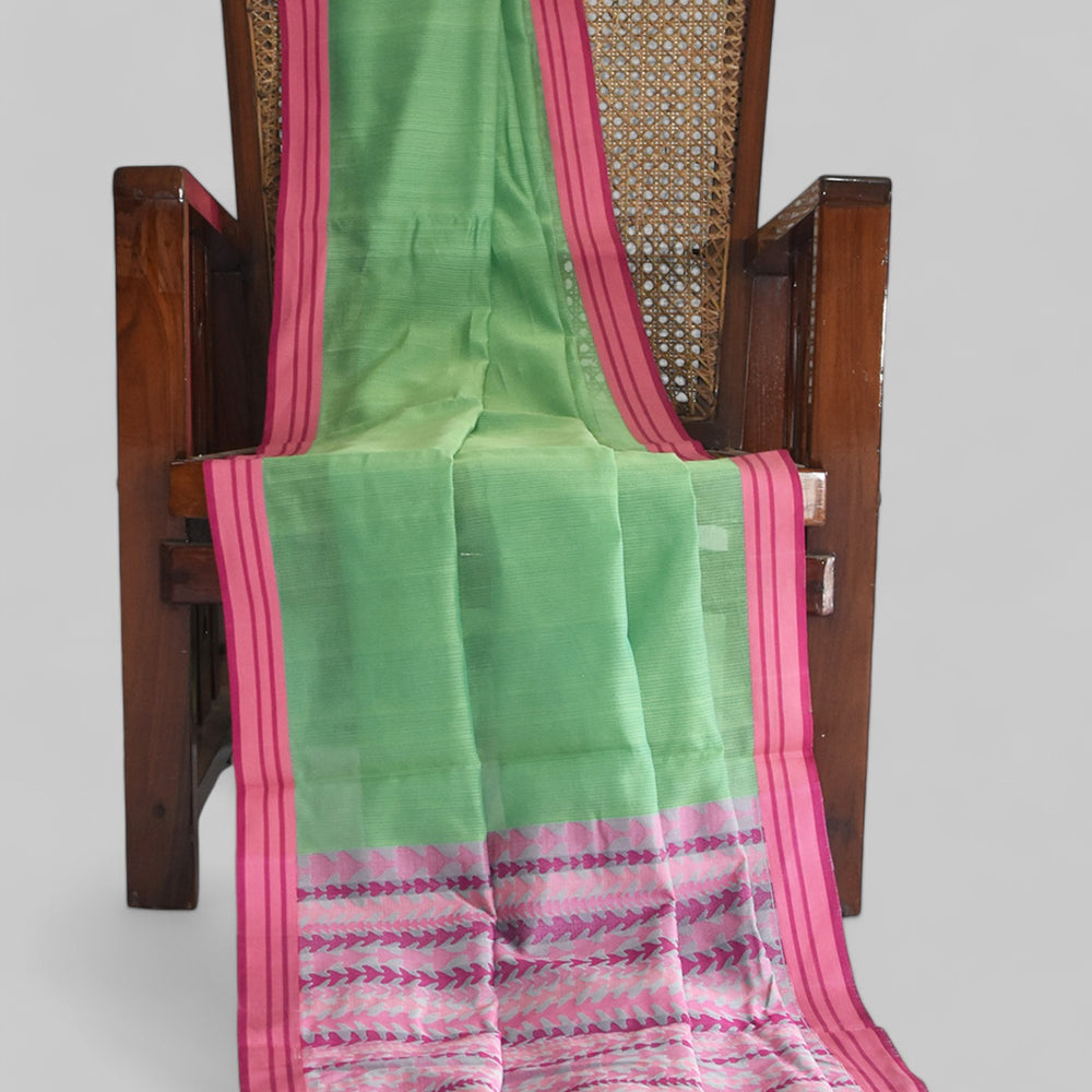 
                      
                        Green - Tulip Motif Organic Cotton Saree
                      
                    