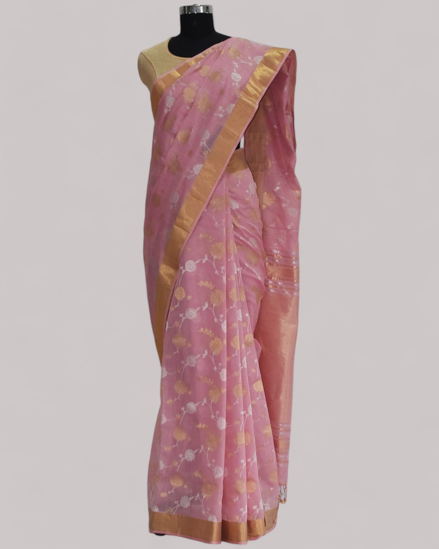 Baby pink - Gilded Grove Organic Cotton Saree