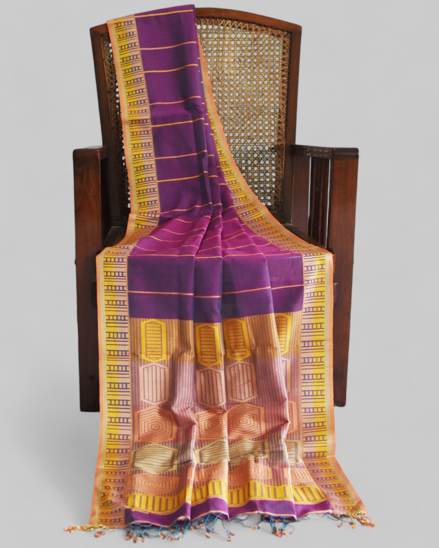 Purple - Honeycomb Harmony Organic cotton Saree