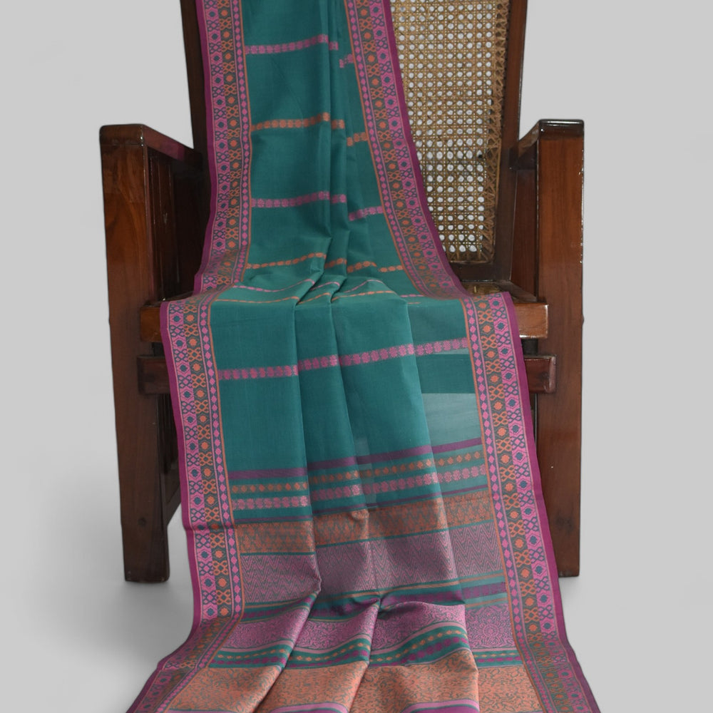 
                      
                        Green - Floral & Geometric Organic Cotton Saree
                      
                    