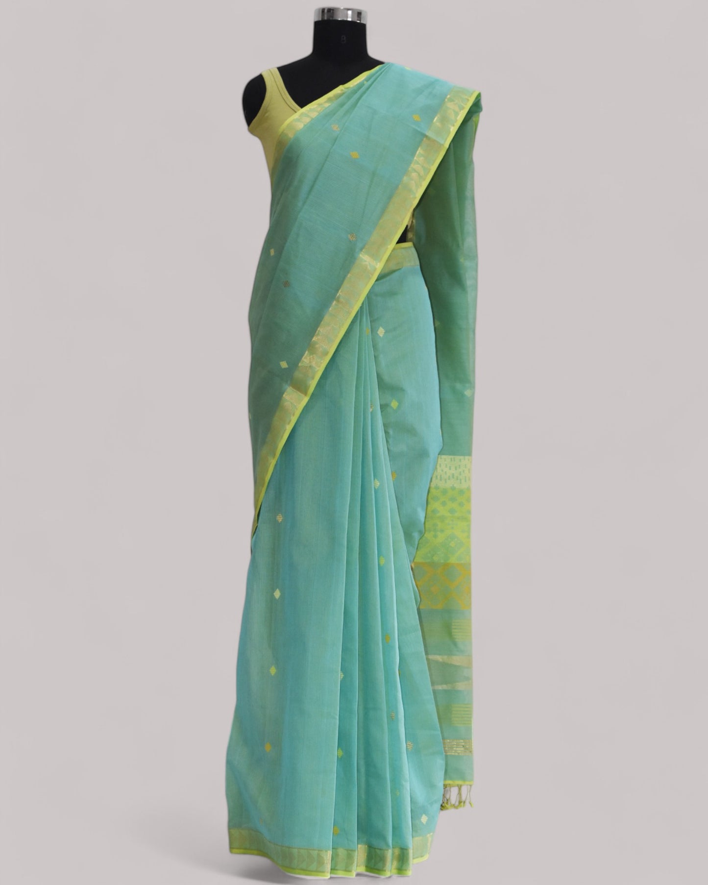 Seablue - Kites Motif Organic Cotton Saree