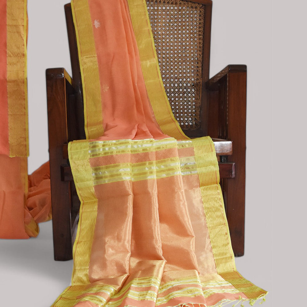 
                      
                        Orange - Lotus butta Organic Cotton Saree
                      
                    