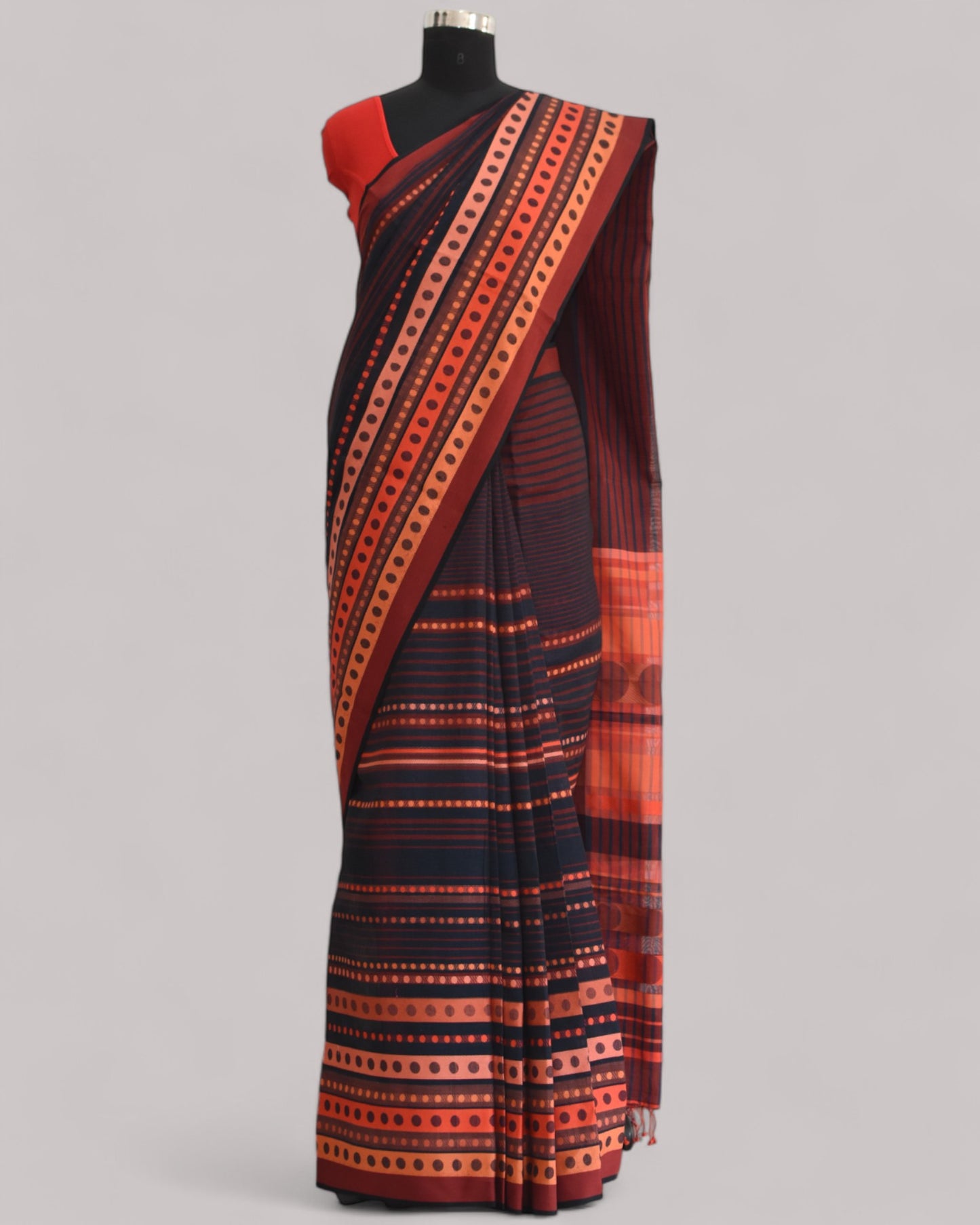 Black & Red - Bangles Motif Organic Cotton Saree