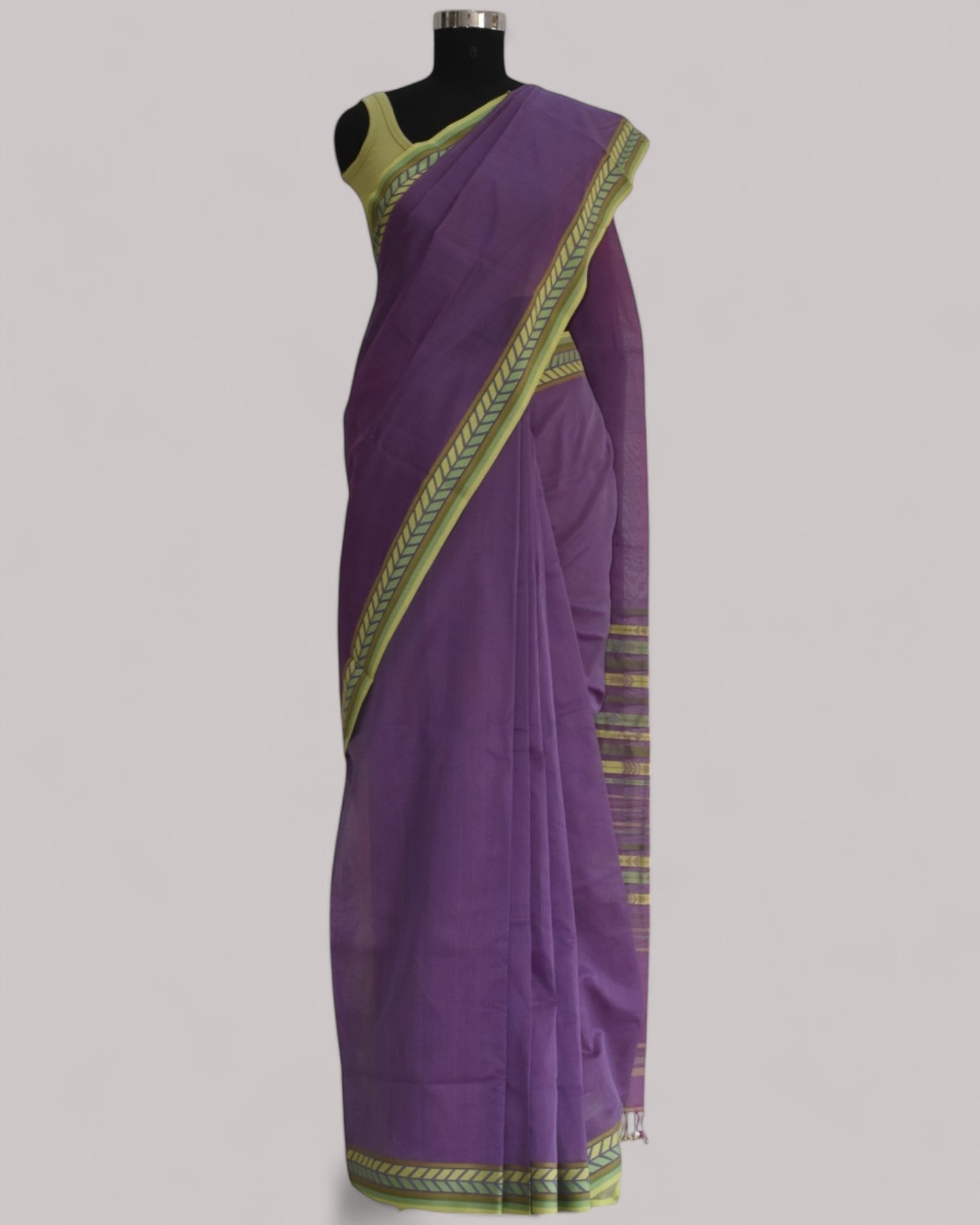 Light Purple - Arrowed Opulence Organic Cotton Saree