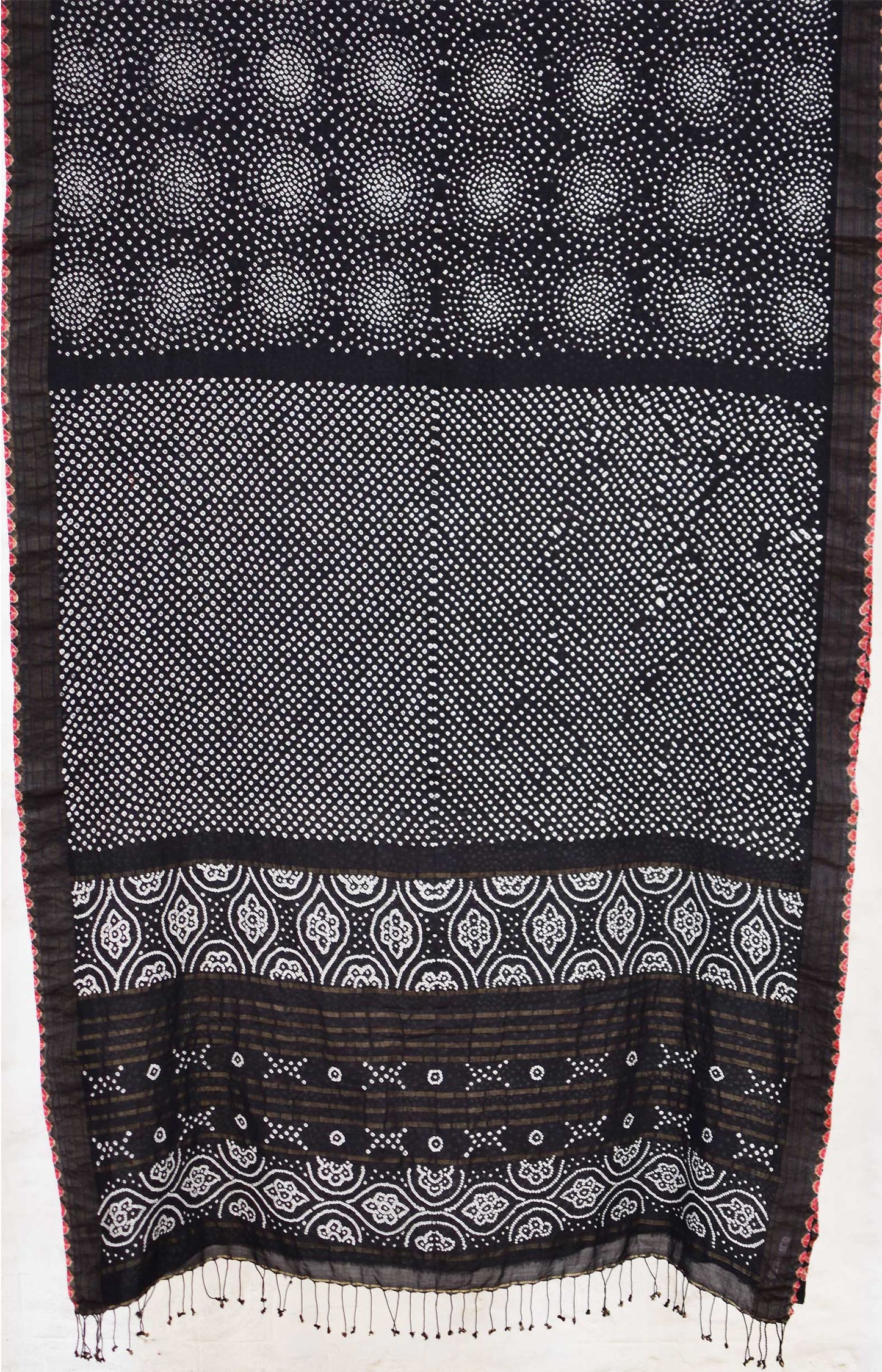 Black - Tie and Dye Bandhani Organic Cotton Saree