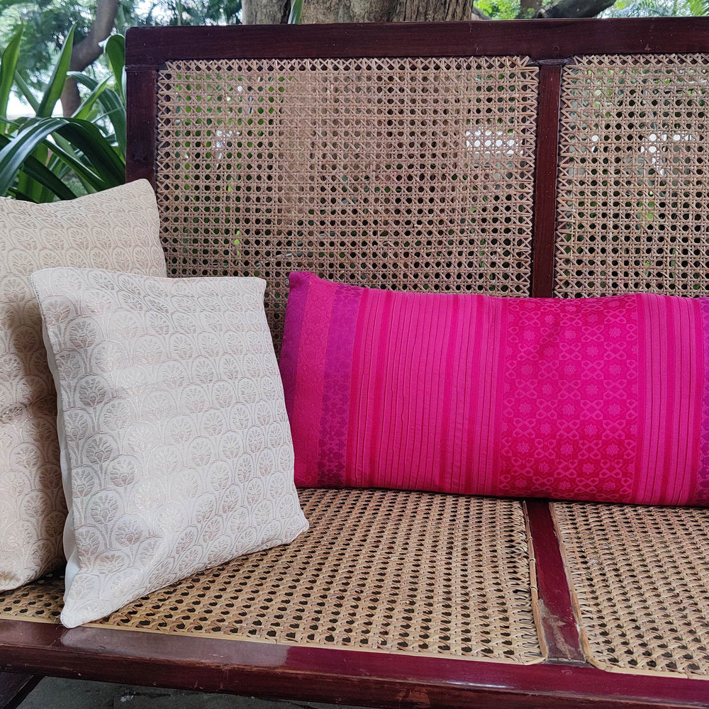 Pink - Pintucks Organic Cotton Cushion Cover 15