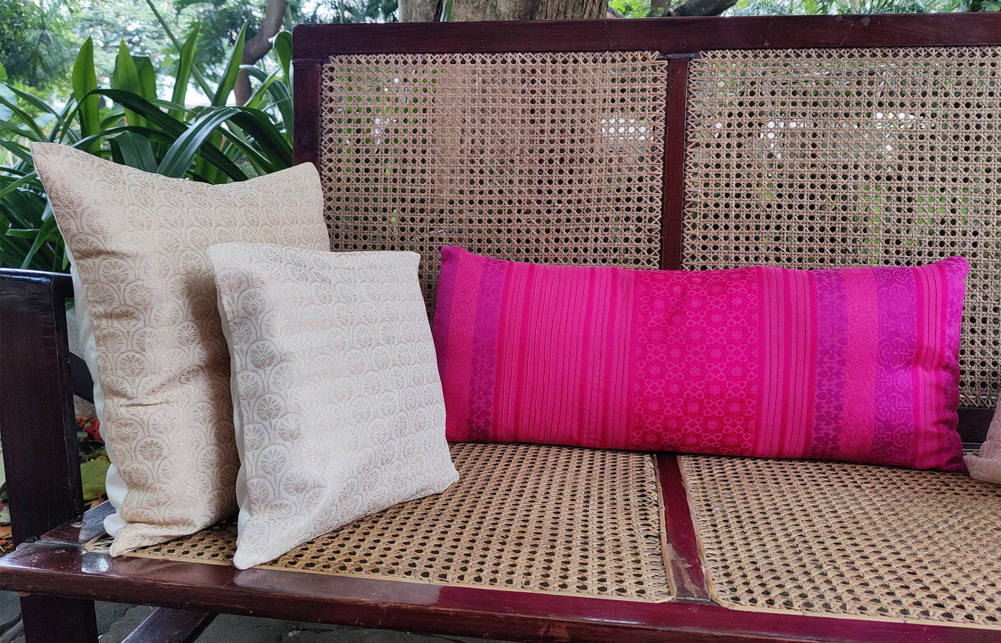 Pink - Pintucks Organic Cotton Cushion Cover 15