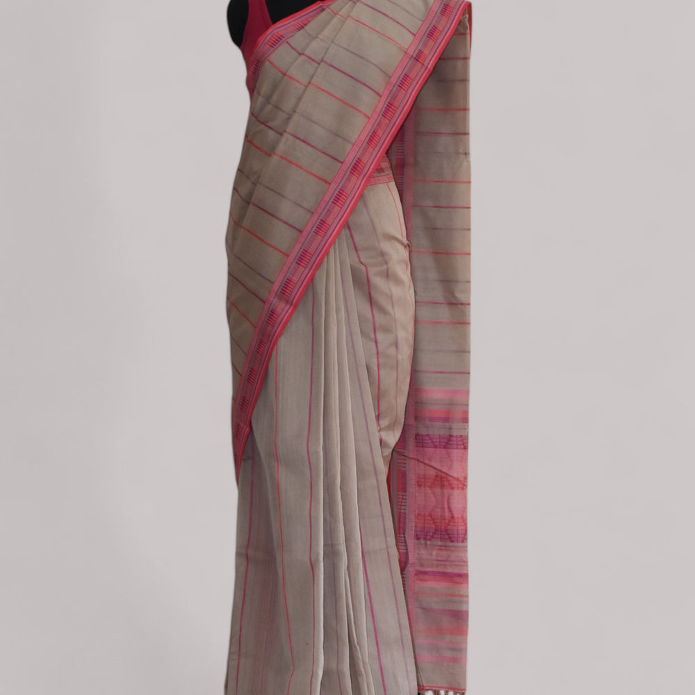 
                      
                        Beige - Zig Zag Motif Organic Cotton Saree
                      
                    