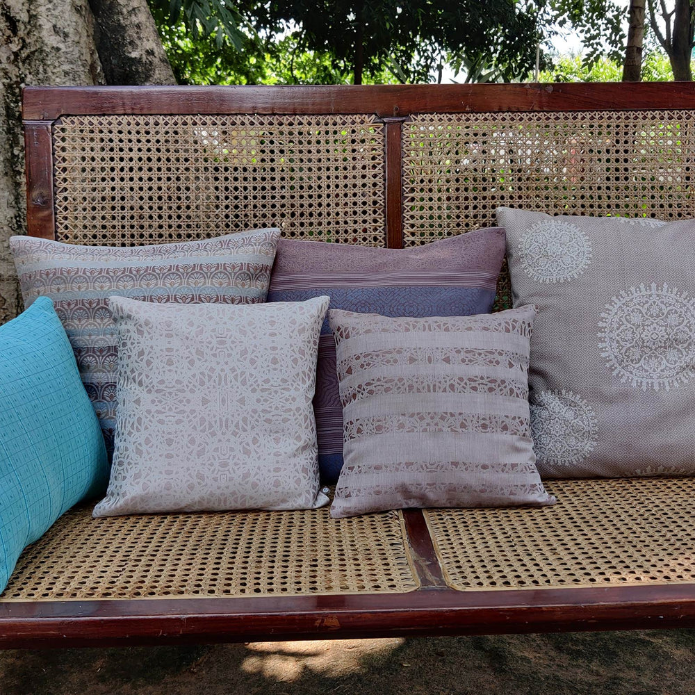 Dark Brown - Shibori Design Organic Cotton Cushion Cover 13