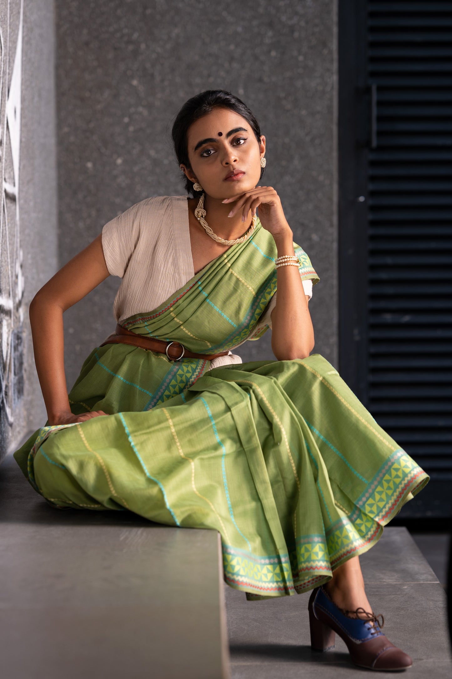 Light Green - Siddhiralli Quilt Organic Cotton Saree