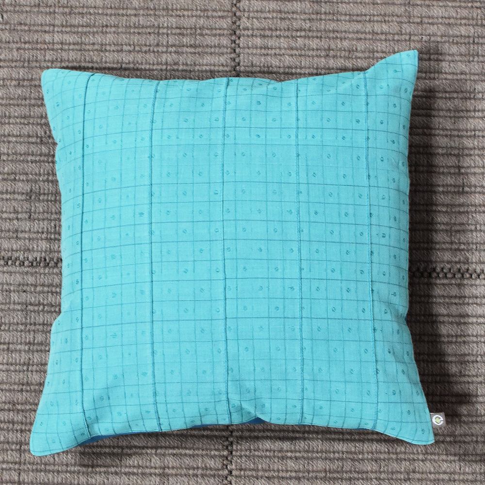 Blue - Checks with Pintucks Organic Cotton Cushion Cover 7