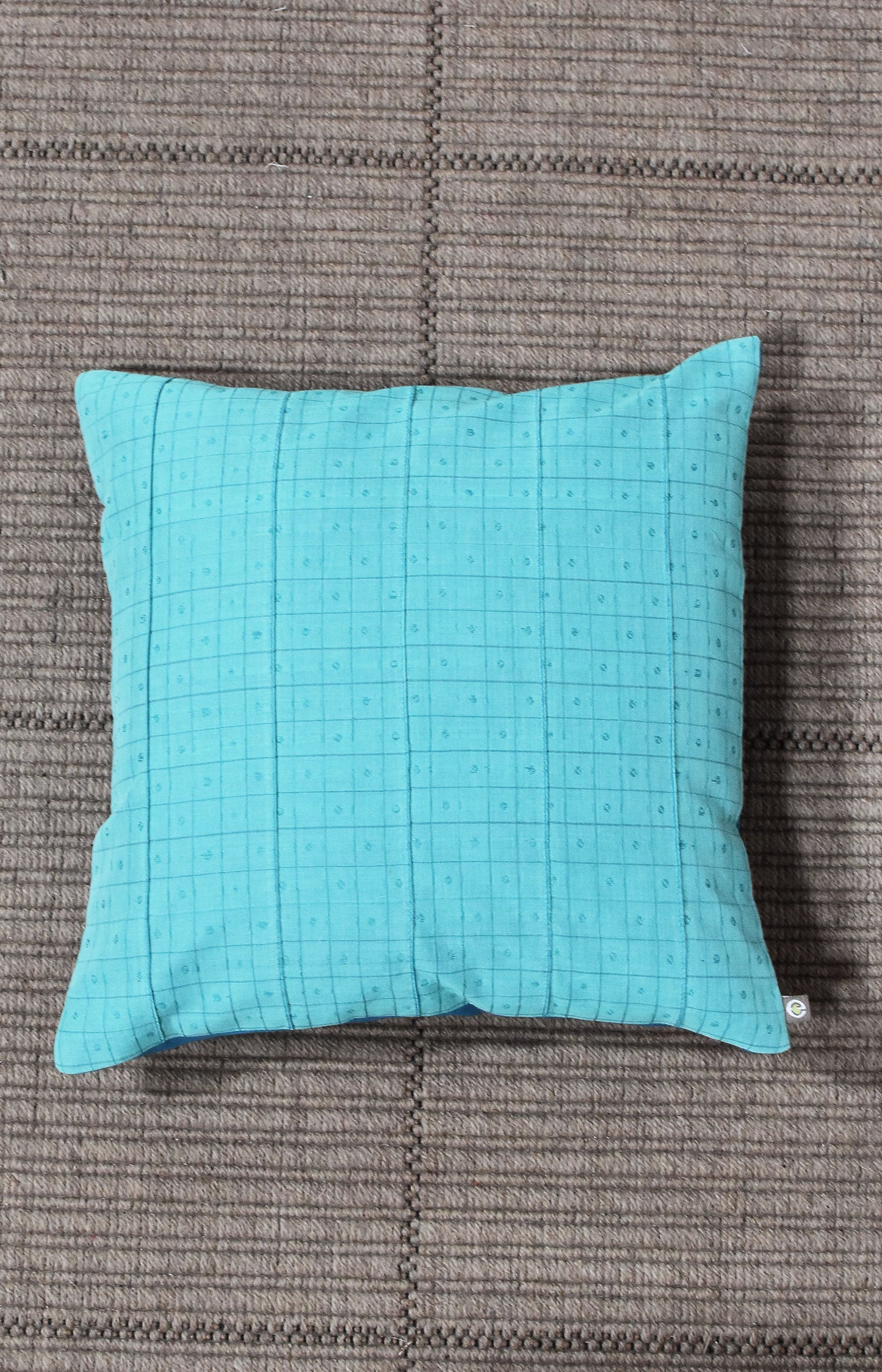 Blue - Checks with Pintucks Organic Cotton Cushion Cover 7