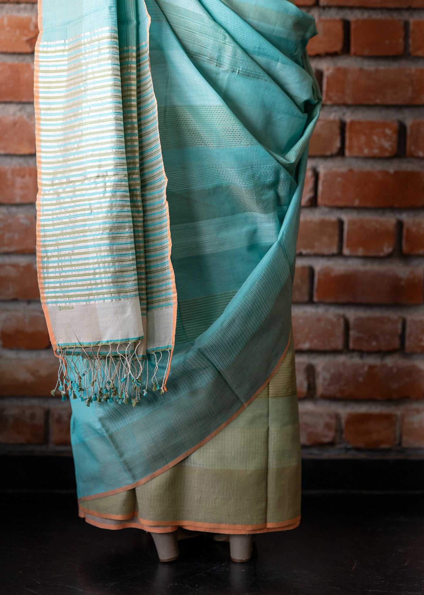 Sea Green - Stitch Texture Organic Cotton Saree