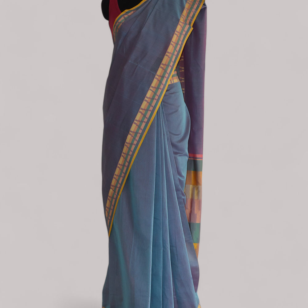 Lavender - Gopuram Motif Organic Cotton Saree