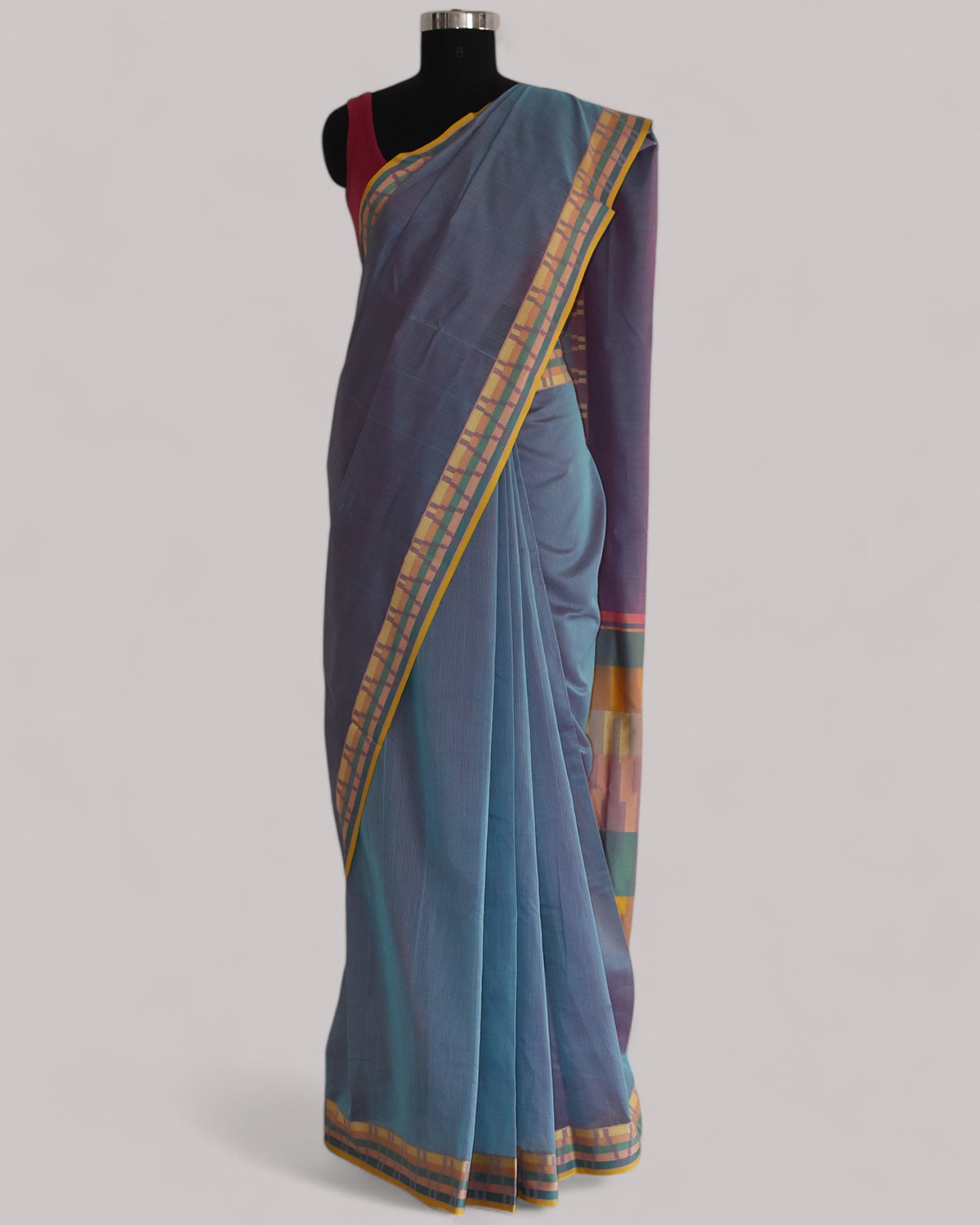 Lavender - Gopuram Motif Organic Cotton Saree