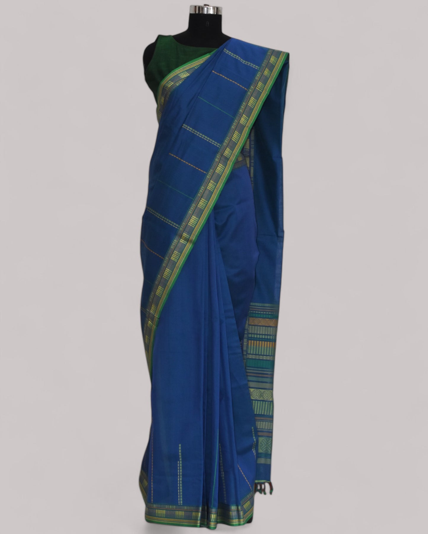 Blue - Sticks and Swirls Organic Cotton Saree