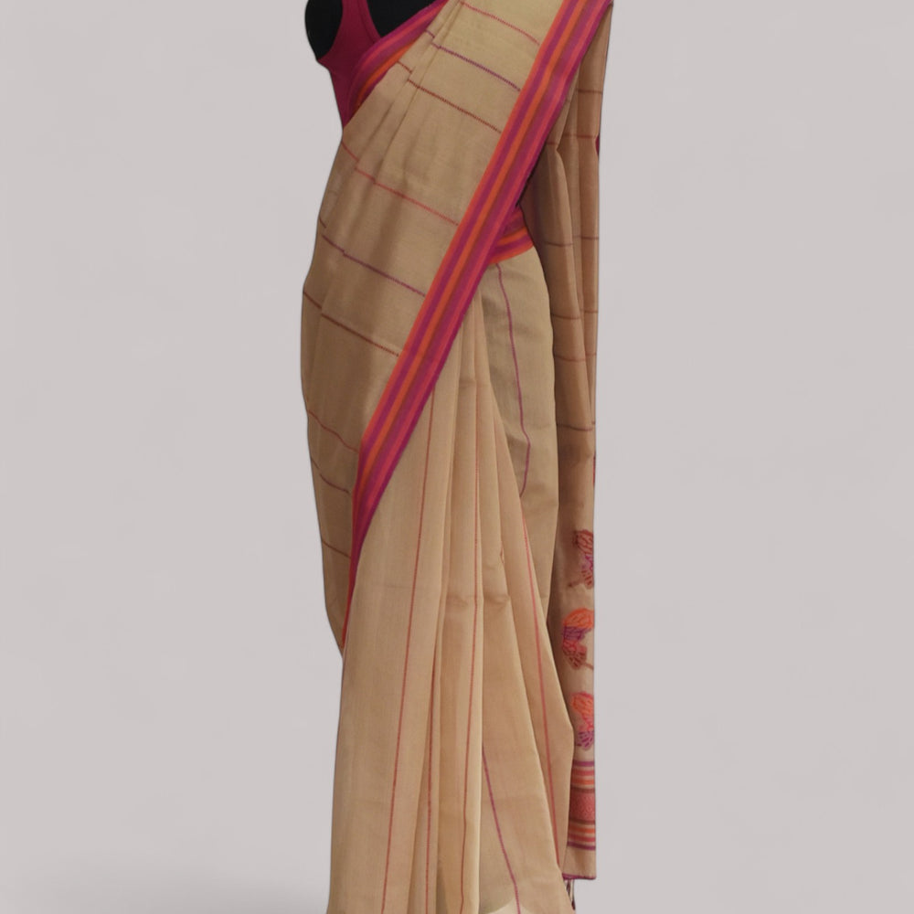 
                      
                        Beige - Butterfly Motif Organic Cotton Saree
                      
                    