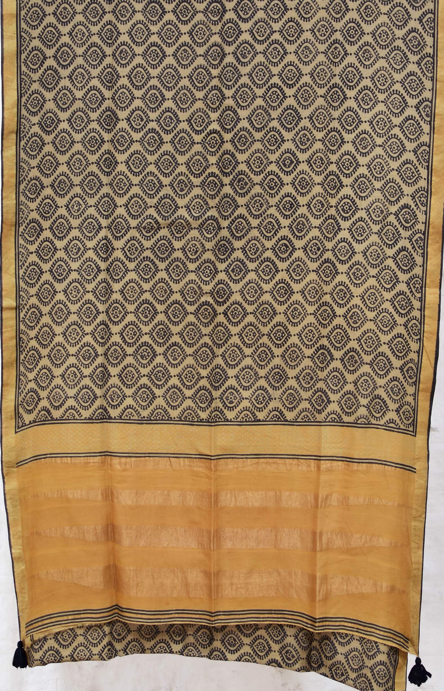 Cream - Screen Printed Organic Cotton Saree