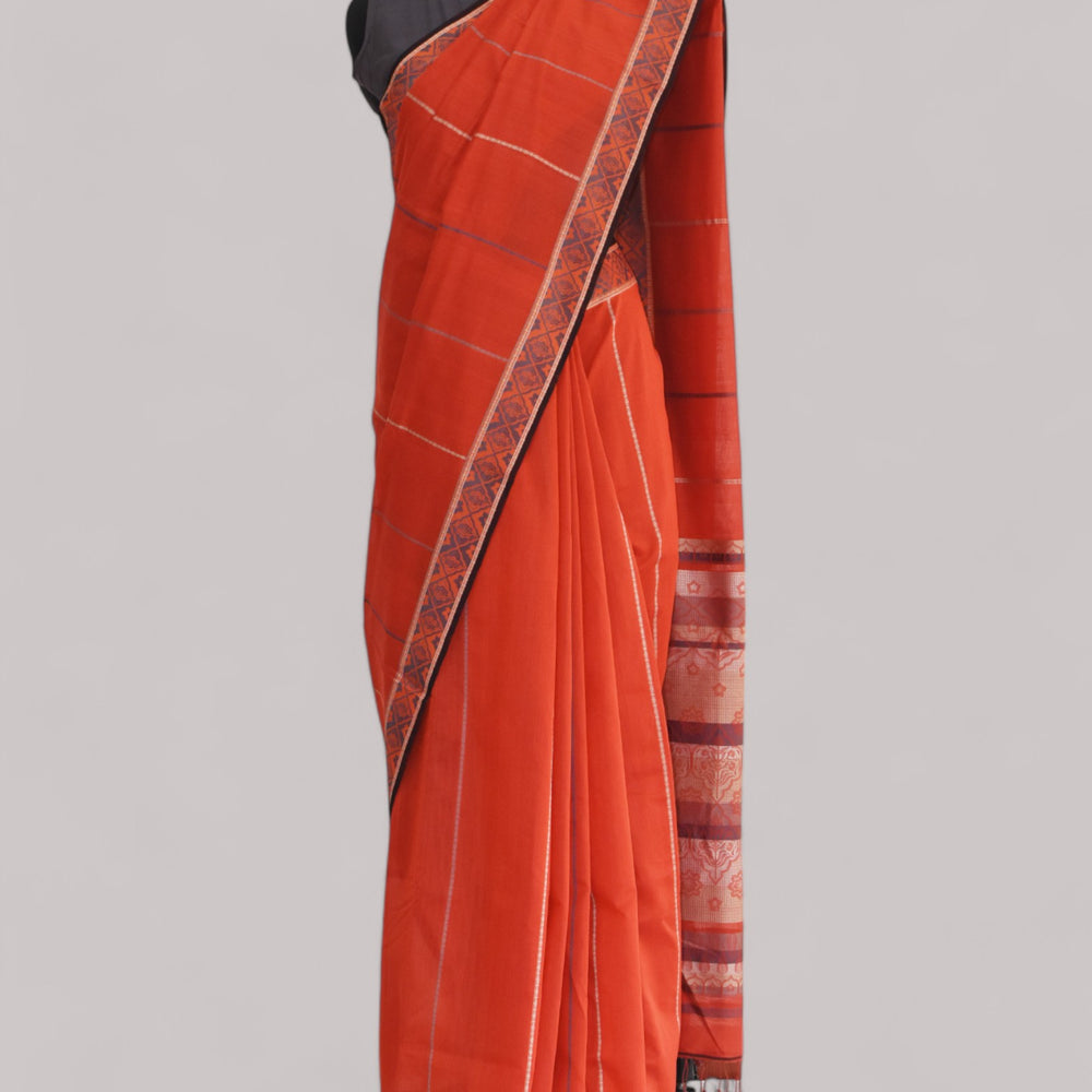 
                      
                        Brick Red - Jaipur Quilt Organic Cotton Saree
                      
                    