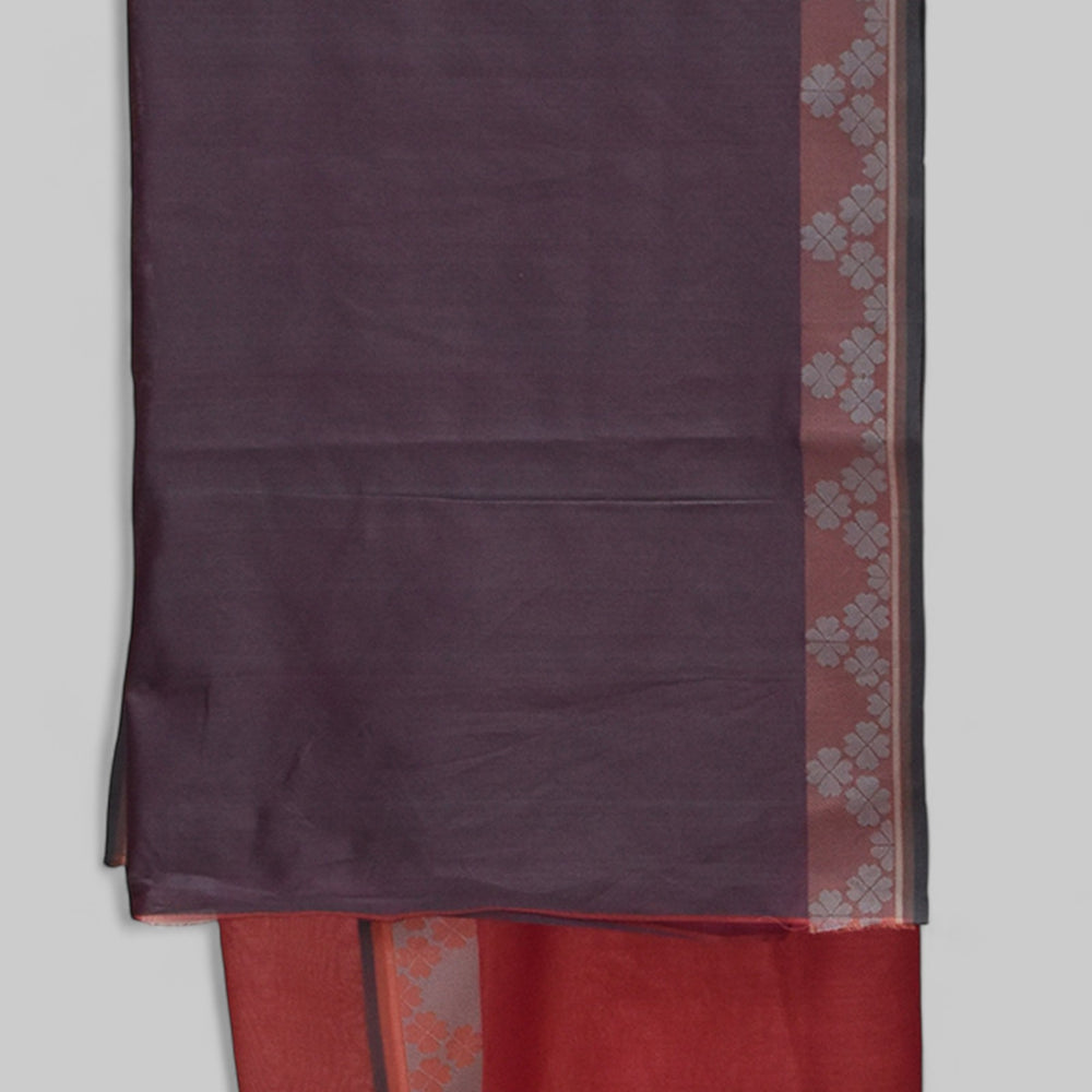 
                      
                        Rosewood - Clover Motif Organic Cotton Saree
                      
                    