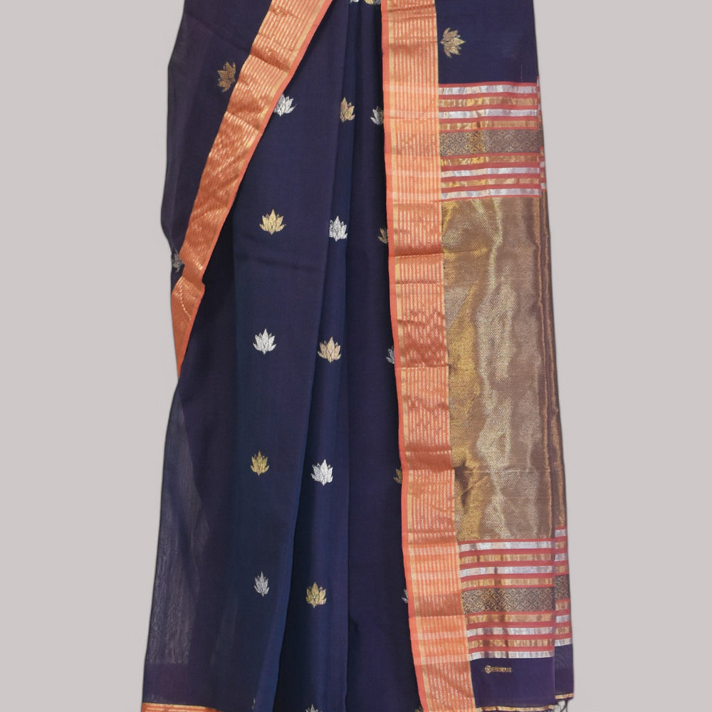 
                      
                        Indigo Blue - Lotus butta Organic Cotton Saree
                      
                    