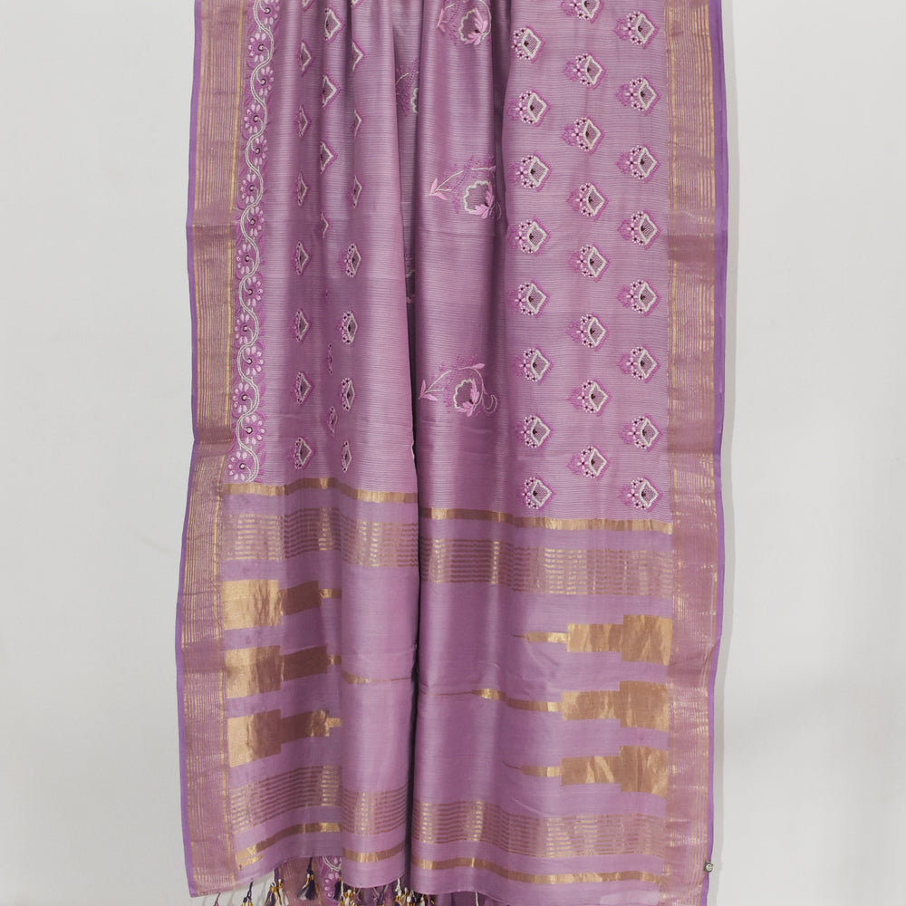 
                      
                        Lavender - Hand Embroidered Organic Cotton Saree
                      
                    