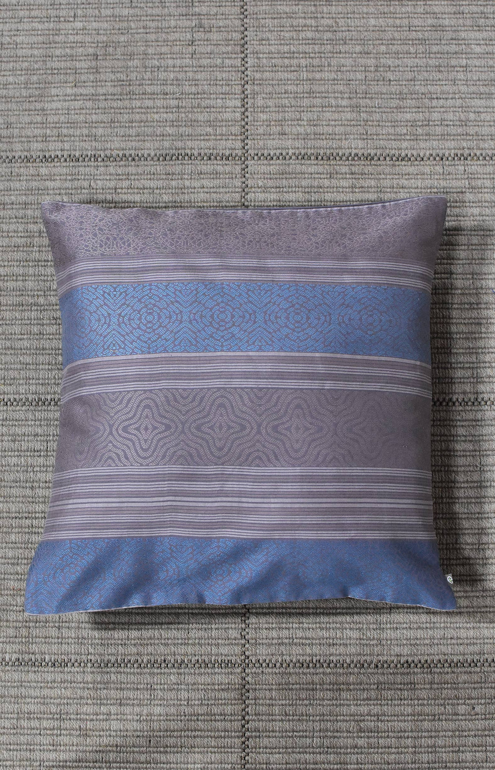 Brown & Blue - Floral Organic Cotton Cushion Cover 11