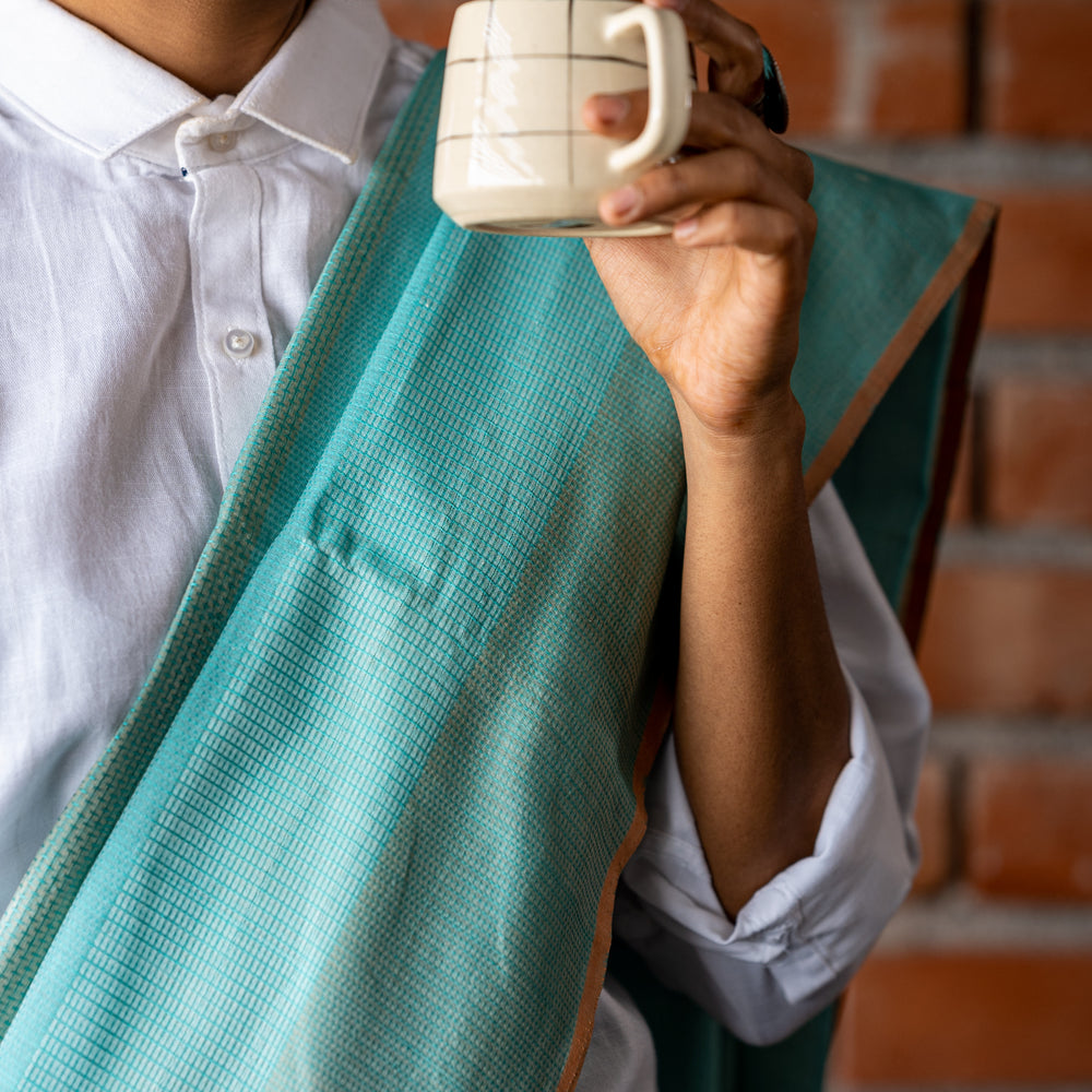 
                      
                        Sea Green - Stitch Texture Organic Cotton Saree
                      
                    