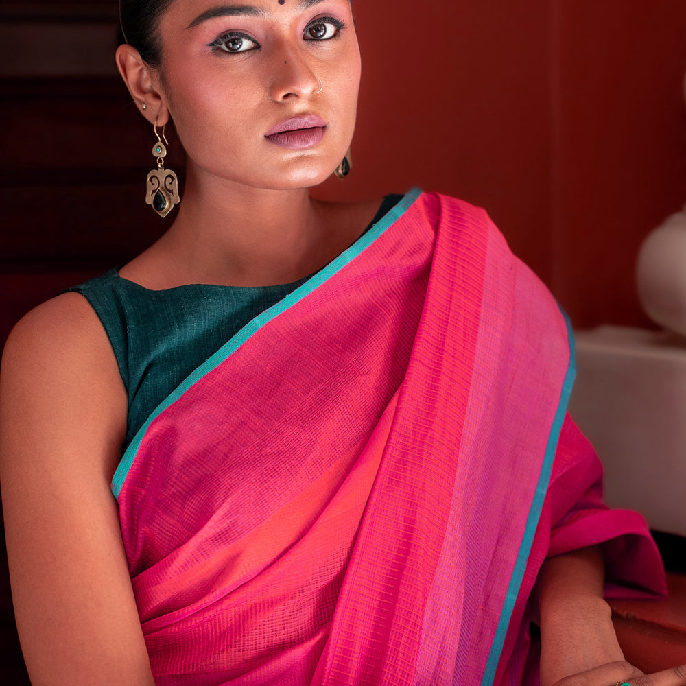 
                      
                        Pink- Stitch Texture Organic Cotton Saree
                      
                    