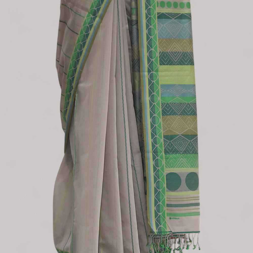 
                      
                        Beige - Geometric Elegance Organic Cotton Saree
                      
                    