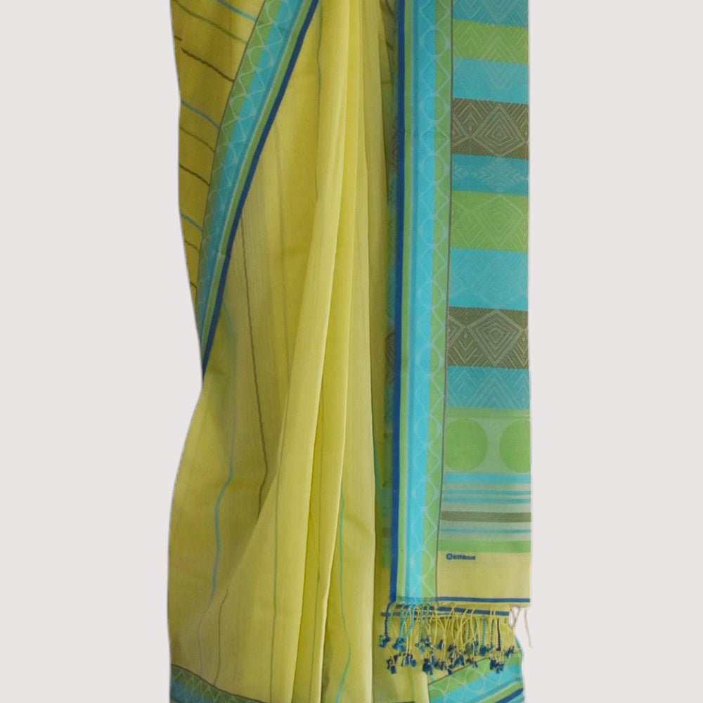 
                      
                        Yellow - Geometric Elegance Organic Cotton Saree
                      
                    