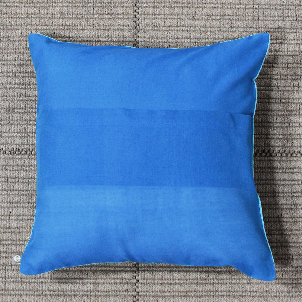 Blue - Checks with Pintucks Organic Cotton Cushion Cover 7