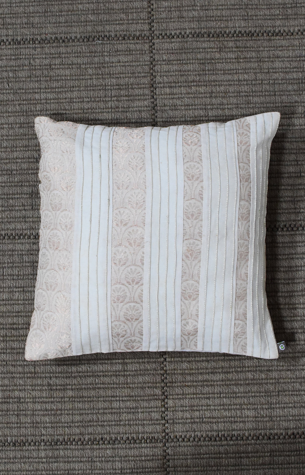 Cream & Gold - Arch Design with Pintucks Organic Cotton Cushion Cover 5