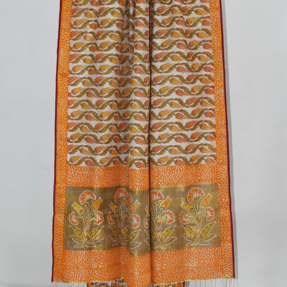 
                      
                        White & Yellow - Screen Printed Organic Cotton Saree
                      
                    