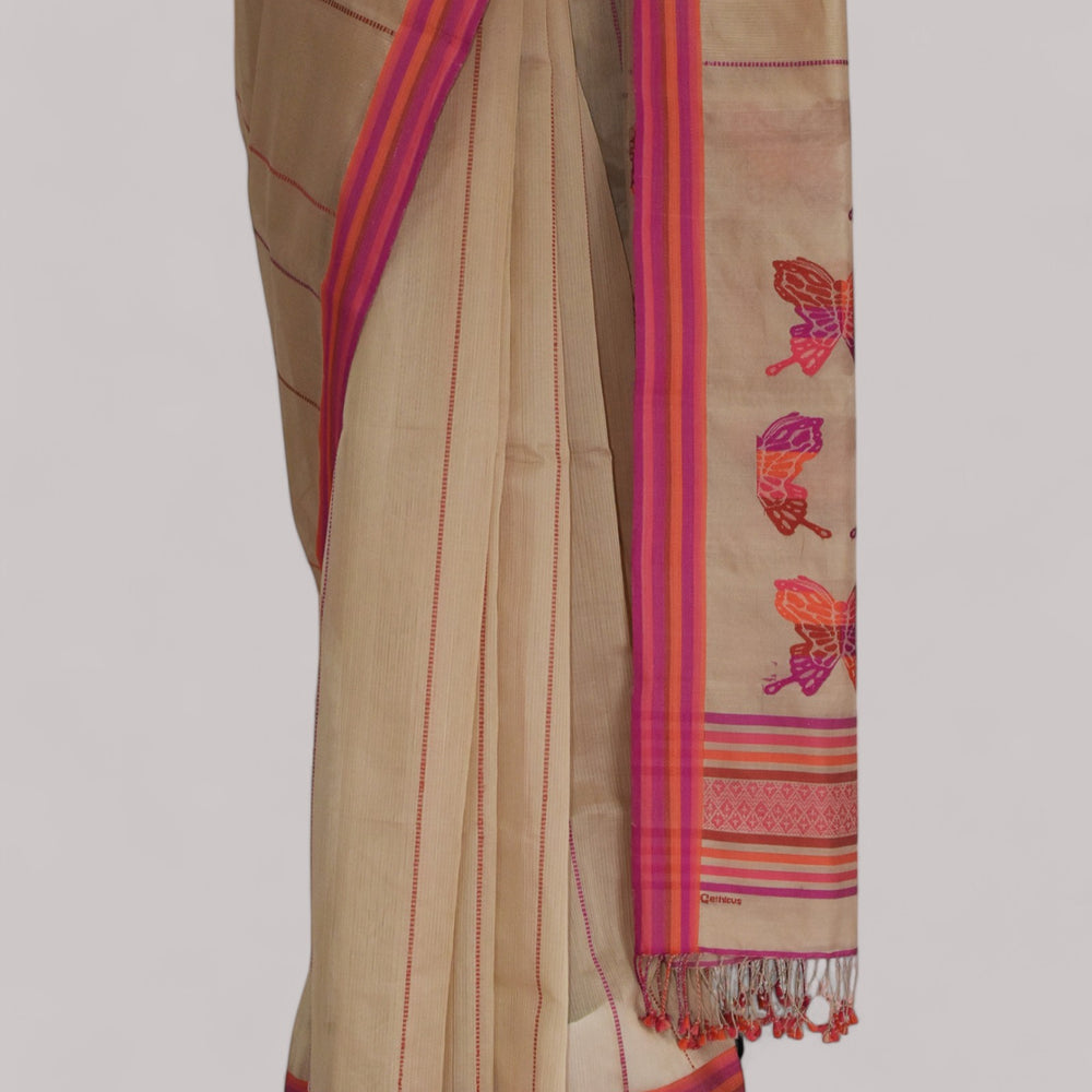 
                      
                        Beige - Butterfly Motif Organic Cotton Saree
                      
                    