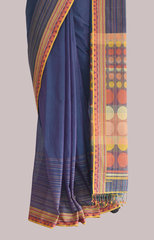 
                      
                        Bluish Purple - Circle  Motif Organic Cotton Saree
                      
                    