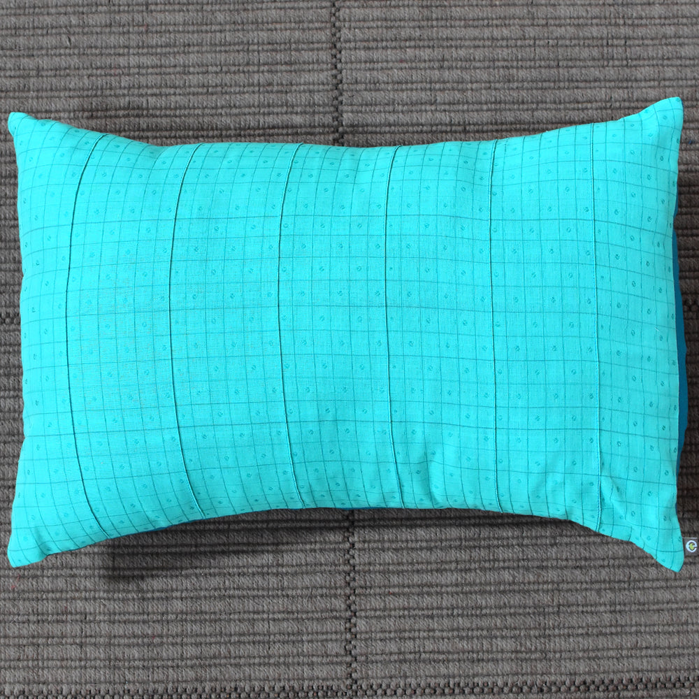 Blue - Checks with Pintucks Organic Cotton Cushion Cover 14