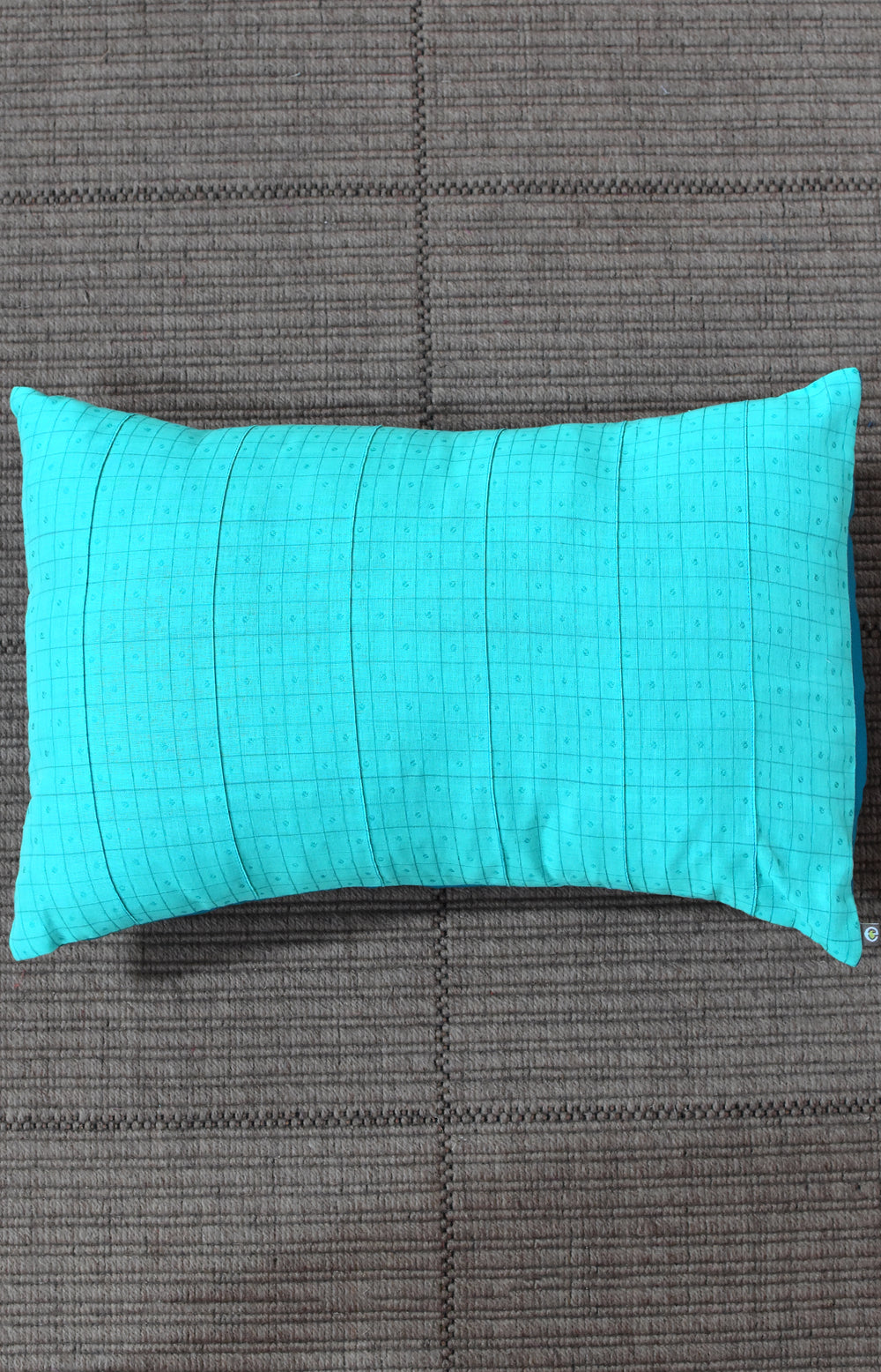 Blue - Checks with Pintucks Organic Cotton Cushion Cover 14