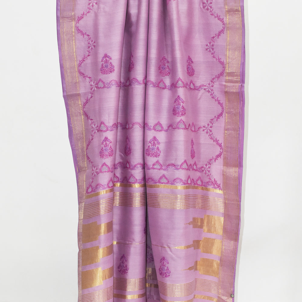 
                      
                        Lavender - Hand Embroidered Organic Cotton Saree
                      
                    